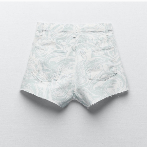 ZARA RETRO SWIRL JEAN SHORTS - Picture 2 of 3